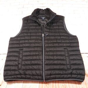 IZOD Puffer Vest Mens XL Black Nylon Golf Ribbed Sleeveless Full Zip